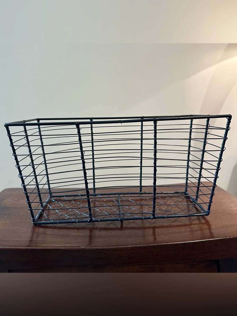 Vintage • wire • rectangular basket • black wire